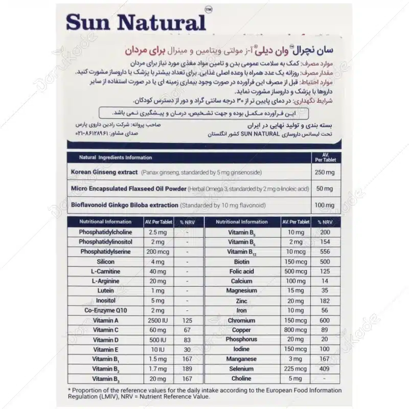 مولتی ویتامین و مینرال وان دیلی آقایان