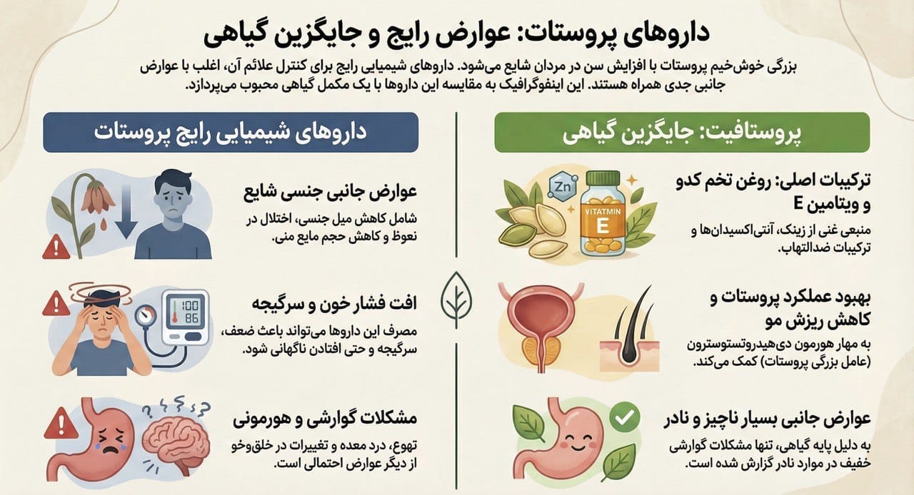 عوارض قرص پروستافیت چیست؟بررسی کامل عوارض، تداخلات و نکات مصرف پروستافیت