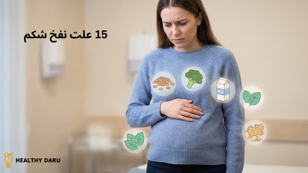 ۱۵ علت نفخ شکم؛ از رژیم غذایی تا بیماریهای پنهان + راههای درمان سریع 15 علت نفخ شکم